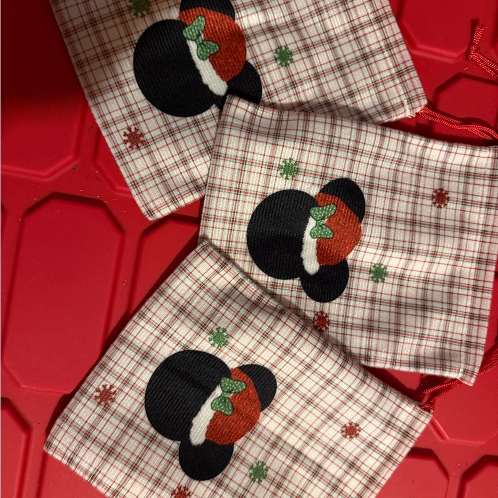 Disney Red Plaid Mickey Treat Drawstring Bags